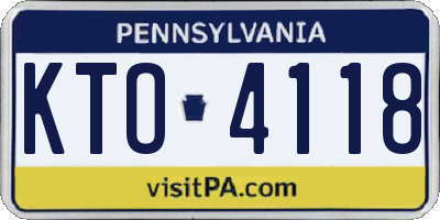 PA license plate KTO4118