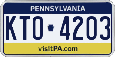 PA license plate KTO4203