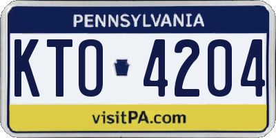 PA license plate KTO4204