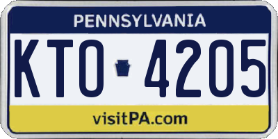 PA license plate KTO4205