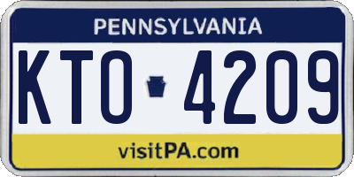 PA license plate KTO4209