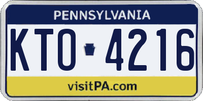 PA license plate KTO4216
