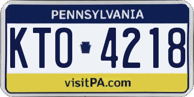 PA license plate KTO4218