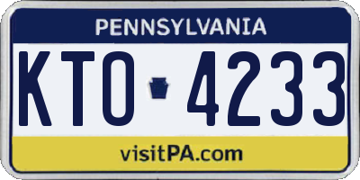 PA license plate KTO4233