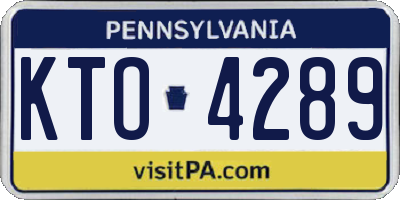 PA license plate KTO4289