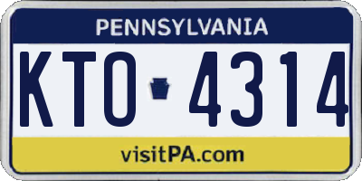 PA license plate KTO4314