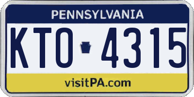 PA license plate KTO4315