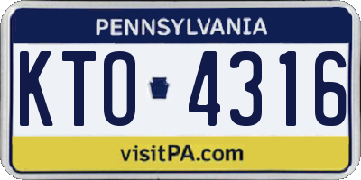 PA license plate KTO4316