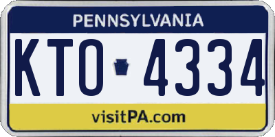 PA license plate KTO4334