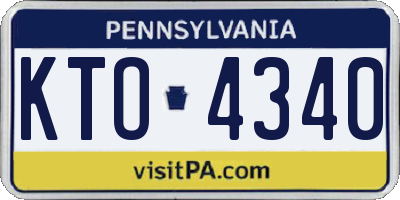 PA license plate KTO4340