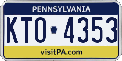 PA license plate KTO4353