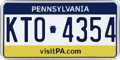 PA license plate KTO4354