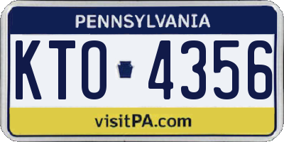 PA license plate KTO4356