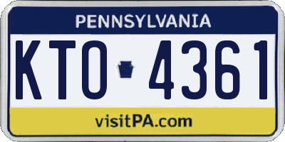 PA license plate KTO4361