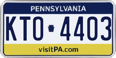 PA license plate KTO4403