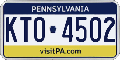 PA license plate KTO4502