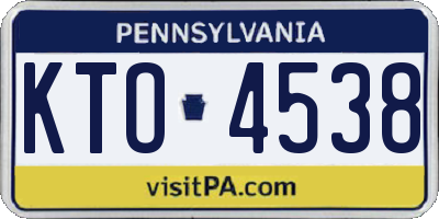 PA license plate KTO4538