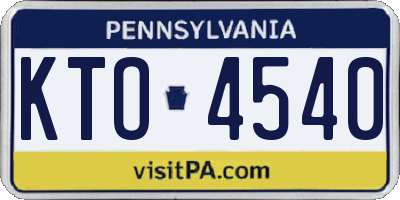 PA license plate KTO4540