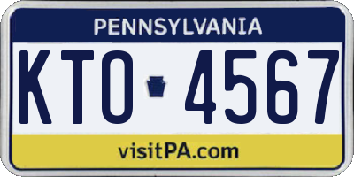 PA license plate KTO4567