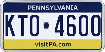 PA license plate KTO4600