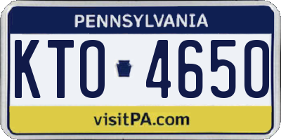 PA license plate KTO4650