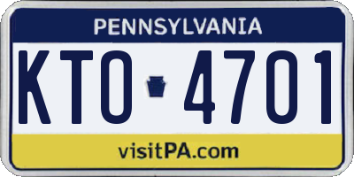 PA license plate KTO4701