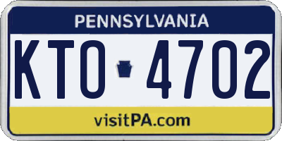 PA license plate KTO4702