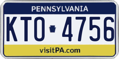 PA license plate KTO4756