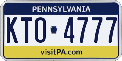 PA license plate KTO4777