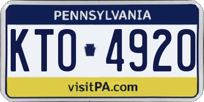 PA license plate KTO4920