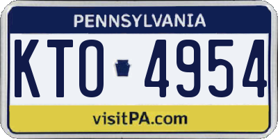 PA license plate KTO4954