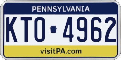 PA license plate KTO4962
