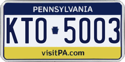 PA license plate KTO5003