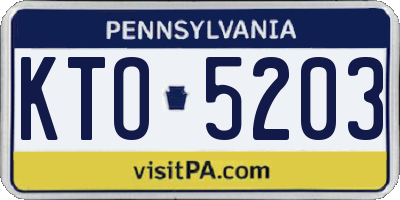 PA license plate KTO5203