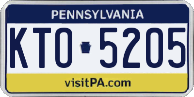 PA license plate KTO5205