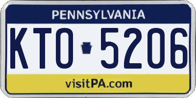 PA license plate KTO5206