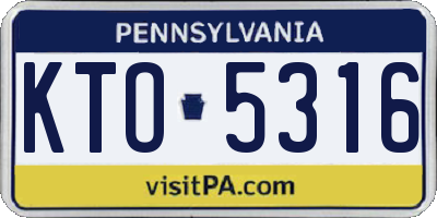 PA license plate KTO5316