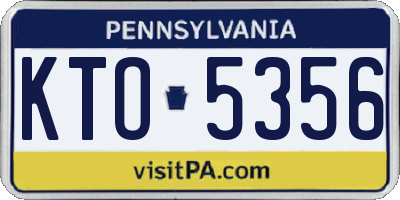 PA license plate KTO5356