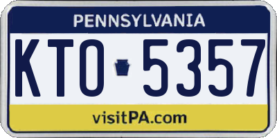 PA license plate KTO5357