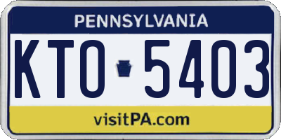 PA license plate KTO5403