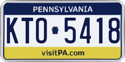 PA license plate KTO5418