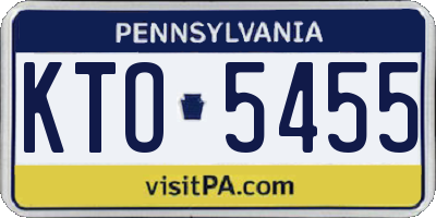 PA license plate KTO5455