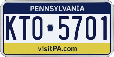 PA license plate KTO5701
