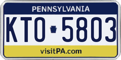 PA license plate KTO5803