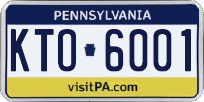PA license plate KTO6001