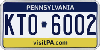 PA license plate KTO6002
