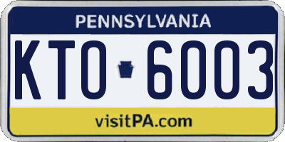 PA license plate KTO6003