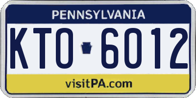 PA license plate KTO6012