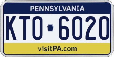 PA license plate KTO6020