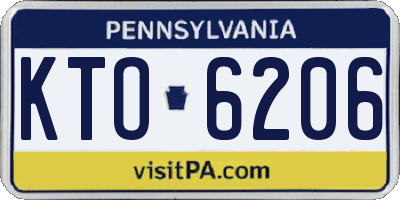 PA license plate KTO6206